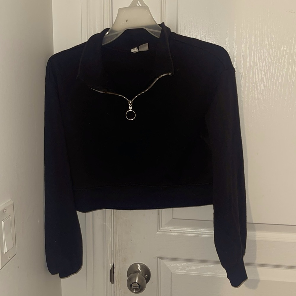 Cropped quarter neck sweatshirt